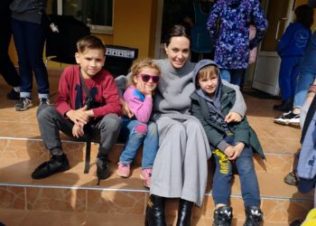 Angelina Jolie makes surprise Ukraine visit, meets children
