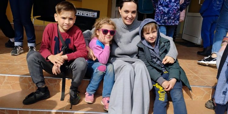 Angelina Jolie makes surprise Ukraine visit, meets children