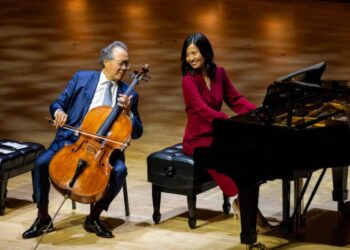 Mayor Wu and cellist Yo-Yo Ma perform together at Boston’s Symphony Hall